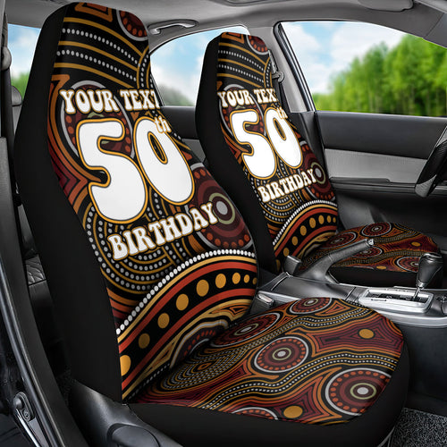 Personalised Aboriginal 50th Birthday Car Seat Cover Indigenous Dot Painting Native Australian Celebration