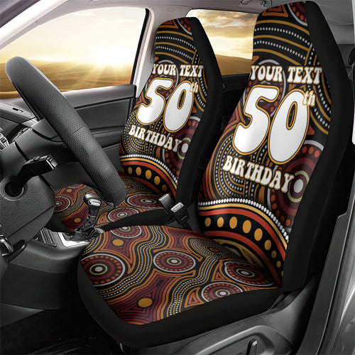 Personalised Aboriginal 50th Birthday Car Seat Cover Indigenous Dot Painting Native Australian Celebration