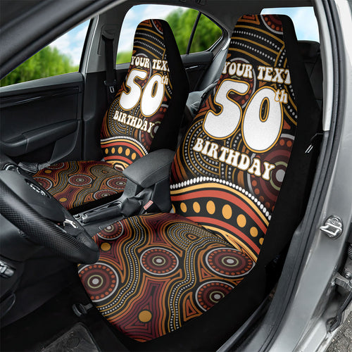 Personalised Aboriginal 50th Birthday Car Seat Cover Indigenous Dot Painting Native Australian Celebration