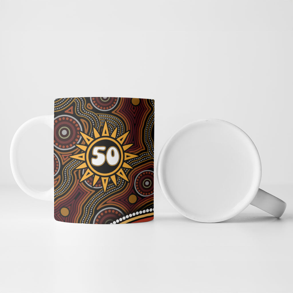 Personalised Aboriginal 50th Birthday Ceramic Mug Indigenous Dot Painting Native Australian Celebration