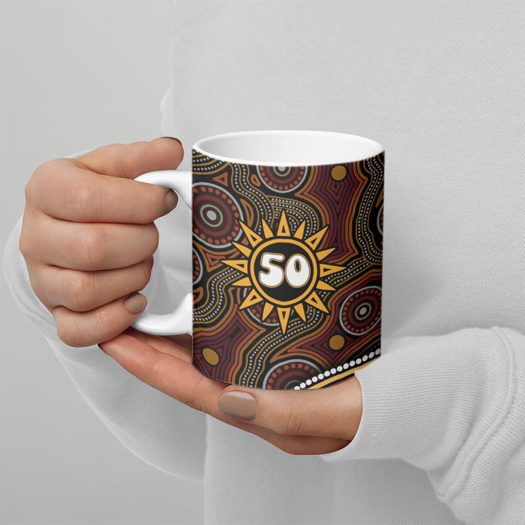 Personalised Aboriginal 50th Birthday Ceramic Mug Indigenous Dot Painting Native Australian Celebration