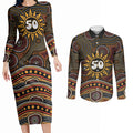 Personalised Aboriginal 50th Birthday Couples Matching Long Sleeve Bodycon Dress and Long Sleeve Button Shirt Indigenous Dot Painting Native Australian Celebration