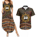Personalised Aboriginal 50th Birthday Couples Matching Summer Maxi Dress and Hawaiian Shirt Indigenous Dot Painting Native Australian Celebration