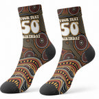 Personalised Aboriginal 50th Birthday Crew Socks Indigenous Dot Painting Native Australian Celebration