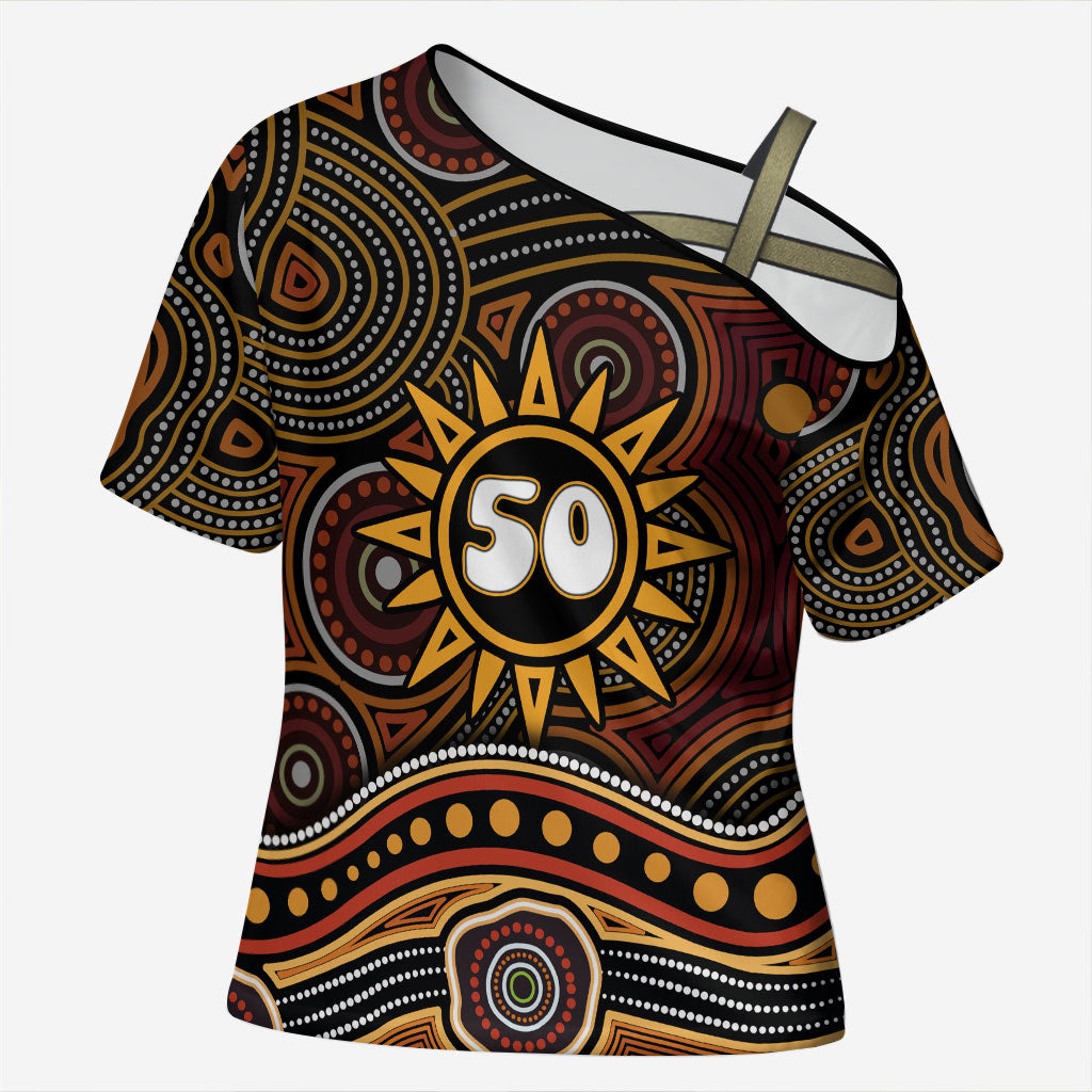 Personalised Aboriginal 50th Birthday Cross Shoulder Shirt Indigenous Dot Painting Native Australian Celebration