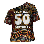 Personalised Aboriginal 50th Birthday Cross Shoulder Shirt Indigenous Dot Painting Native Australian Celebration
