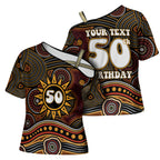 Personalised Aboriginal 50th Birthday Cross Shoulder Shirt Indigenous Dot Painting Native Australian Celebration