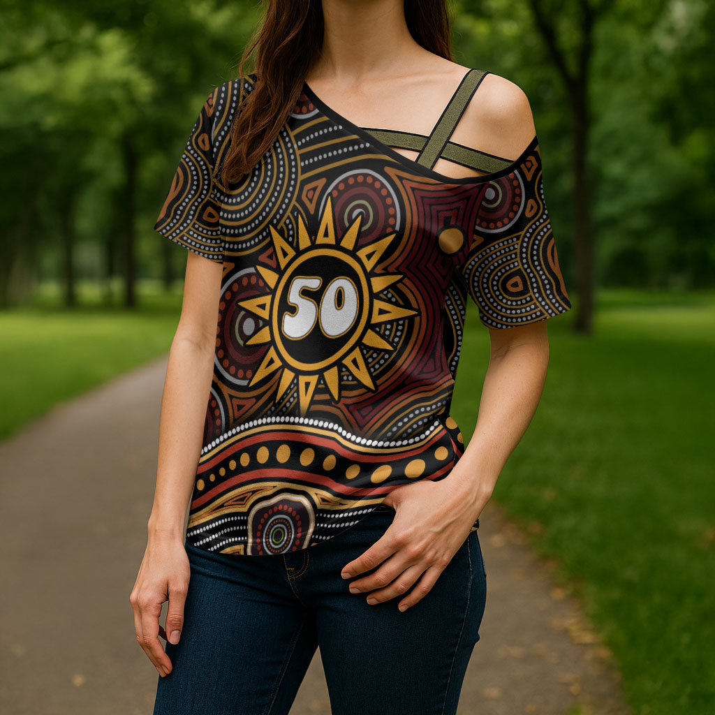 Personalised Aboriginal 50th Birthday Cross Shoulder Shirt Indigenous Dot Painting Native Australian Celebration