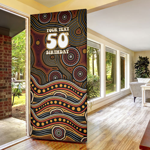 Personalised Aboriginal 50th Birthday Door Cover Indigenous Dot Painting Native Australian Celebration