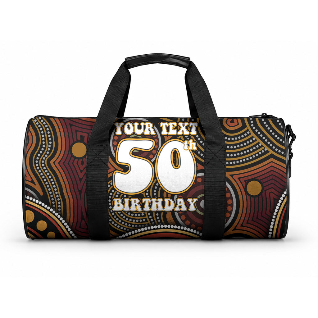 Personalised Aboriginal 50th Birthday Duffle Bag Indigenous Dot Painting Native Australian Celebration