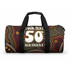 Personalised Aboriginal 50th Birthday Duffle Bag Indigenous Dot Painting Native Australian Celebration