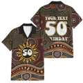 Personalised Aboriginal 50th Birthday Family Matching Summer Maxi Dress and Hawaiian Shirt Indigenous Dot Painting Native Australian Celebration