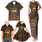 Personalised Aboriginal 50th Birthday Family Matching Tank Maxi Dress and Hawaiian Shirt Indigenous Dot Painting Native Australian Celebration