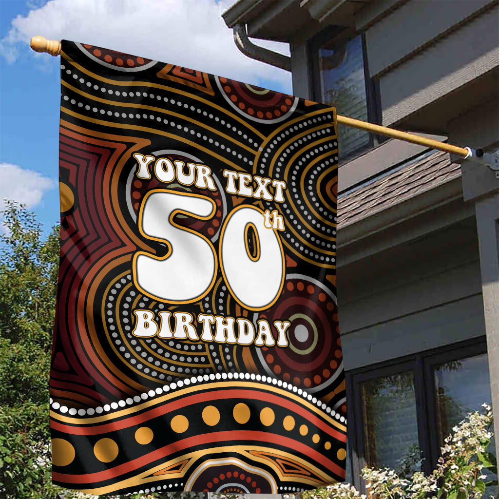 Personalised Aboriginal 50th Birthday Garden Flag Indigenous Dot Painting Native Australian Celebration