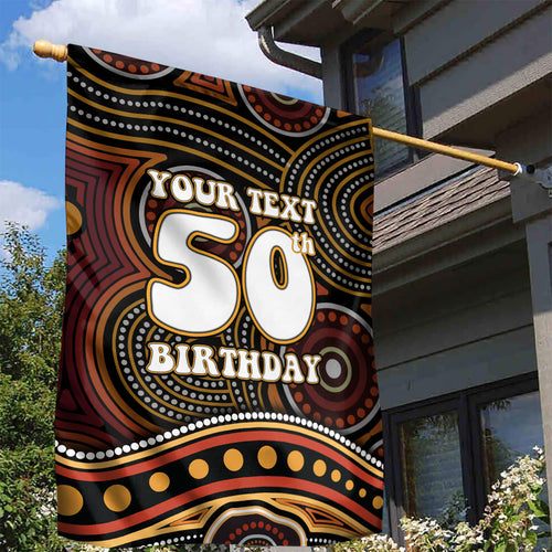 Personalised Aboriginal 50th Birthday Garden Flag Indigenous Dot Painting Native Australian Celebration