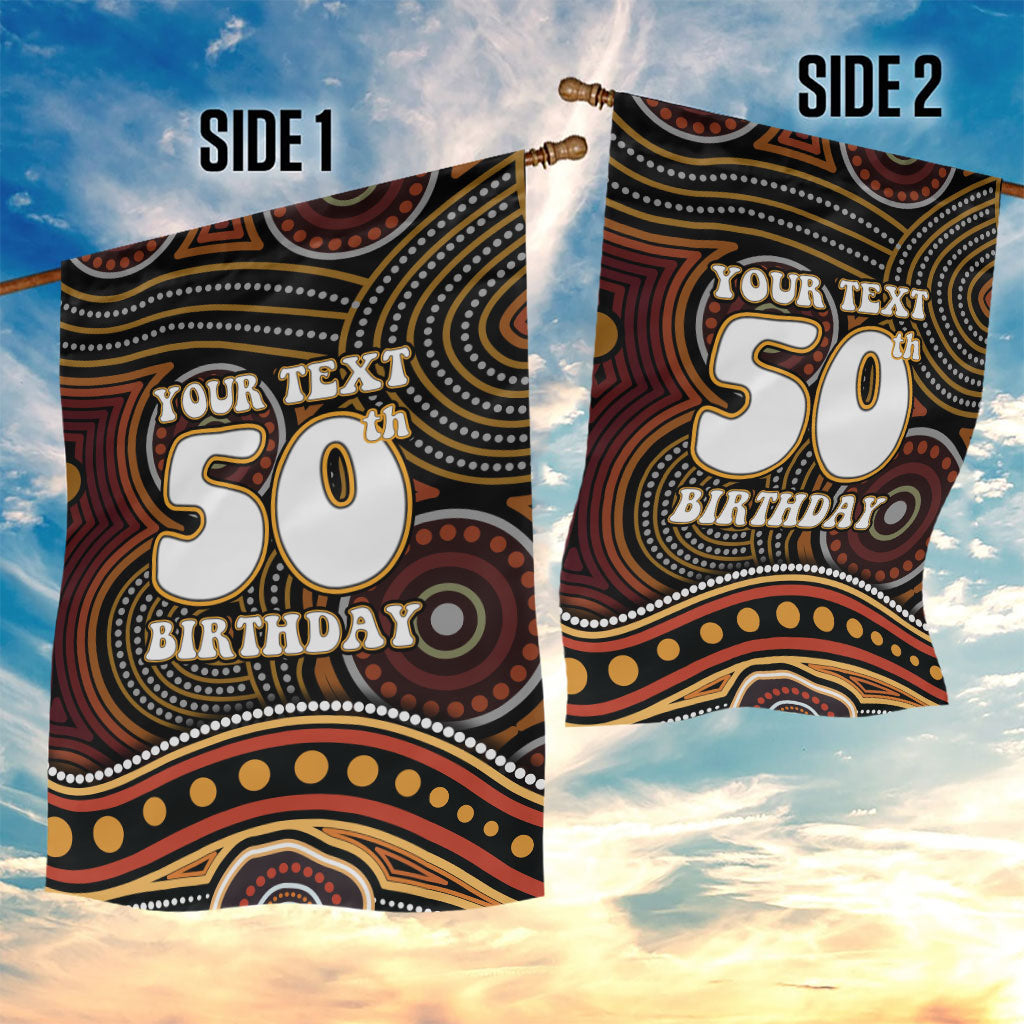 Personalised Aboriginal 50th Birthday Garden Flag Indigenous Dot Painting Native Australian Celebration