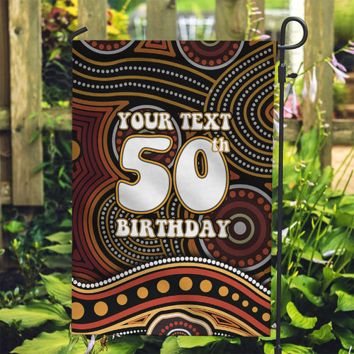 Personalised Aboriginal 50th Birthday Garden Flag Indigenous Dot Painting Native Australian Celebration
