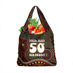 Personalised Aboriginal 50th Birthday Grocery Bag Indigenous Dot Painting Native Australian Celebration