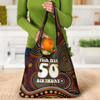 Personalised Aboriginal 50th Birthday Grocery Bag Indigenous Dot Painting Native Australian Celebration