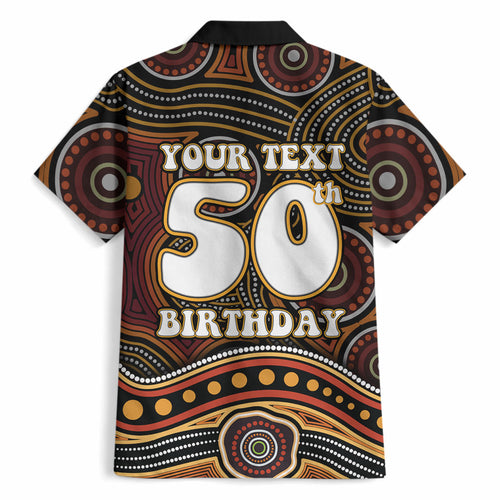 Personalised Aboriginal 50th Birthday Hawaiian Shirt Indigenous Dot Painting Native Australian Celebration