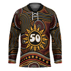 Personalised Aboriginal 50th Birthday Hockey Jersey Indigenous Dot Painting Native Australian Celebration