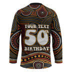 Personalised Aboriginal 50th Birthday Hockey Jersey Indigenous Dot Painting Native Australian Celebration