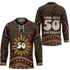 Personalised Aboriginal 50th Birthday Hockey Jersey Indigenous Dot Painting Native Australian Celebration