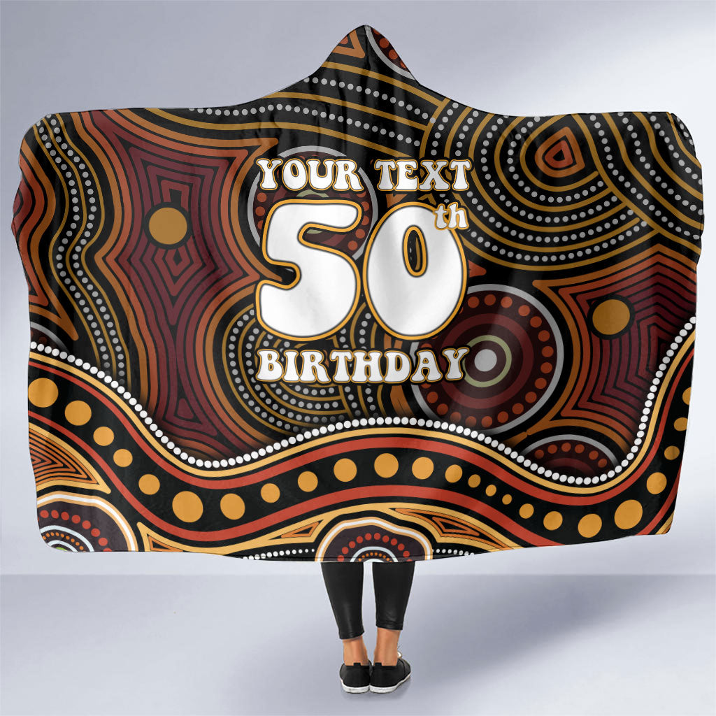Personalised Aboriginal 50th Birthday Hooded Blanket Indigenous Dot Painting Native Australian Celebration