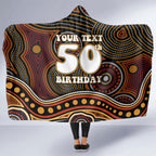 Personalised Aboriginal 50th Birthday Hooded Blanket Indigenous Dot Painting Native Australian Celebration