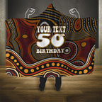 Personalised Aboriginal 50th Birthday Hooded Blanket Indigenous Dot Painting Native Australian Celebration