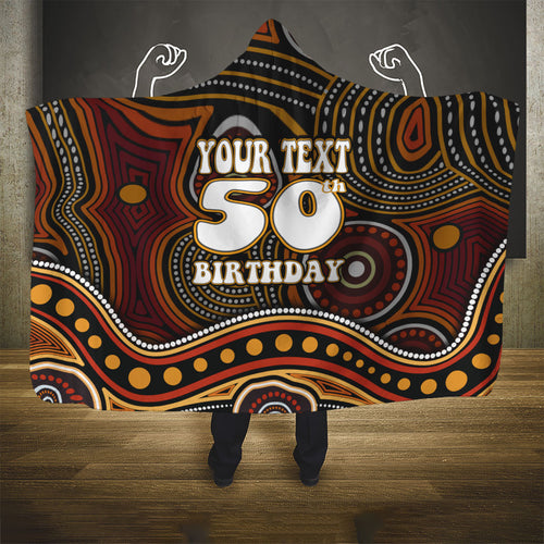 Personalised Aboriginal 50th Birthday Hooded Blanket Indigenous Dot Painting Native Australian Celebration
