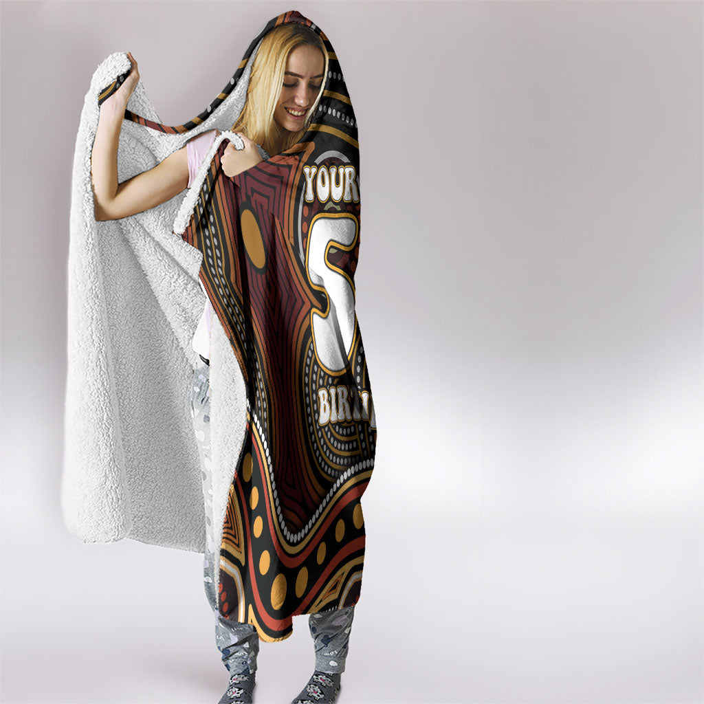 Personalised Aboriginal 50th Birthday Hooded Blanket Indigenous Dot Painting Native Australian Celebration