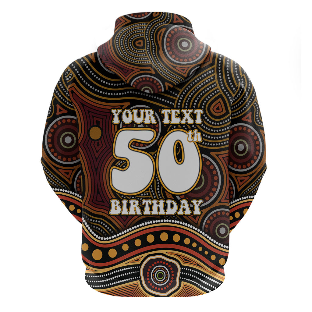 Personalised Aboriginal 50th Birthday Hoodie Indigenous Dot Painting Native Australian Celebration