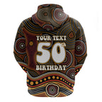 Personalised Aboriginal 50th Birthday Hoodie Indigenous Dot Painting Native Australian Celebration