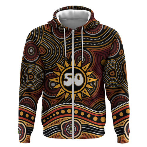 Personalised Aboriginal 50th Birthday Hoodie Indigenous Dot Painting Native Australian Celebration