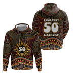 Personalised Aboriginal 50th Birthday Hoodie Indigenous Dot Painting Native Australian Celebration
