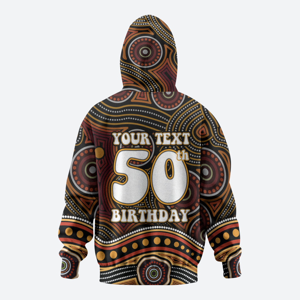 Personalised Aboriginal 50th Birthday Hoodie Indigenous Dot Painting Native Australian Celebration