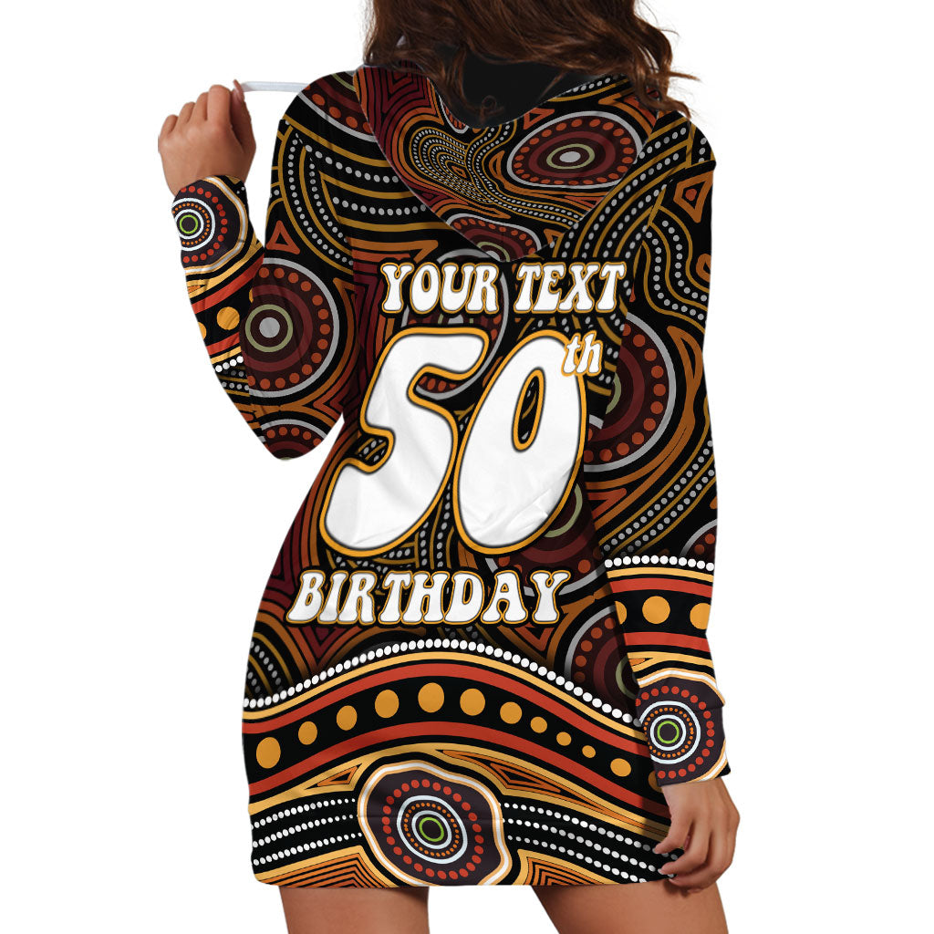 Personalised Aboriginal 50th Birthday Hoodie Dress Indigenous Dot Painting Native Australian Celebration