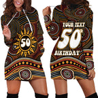 Personalised Aboriginal 50th Birthday Hoodie Dress Indigenous Dot Painting Native Australian Celebration
