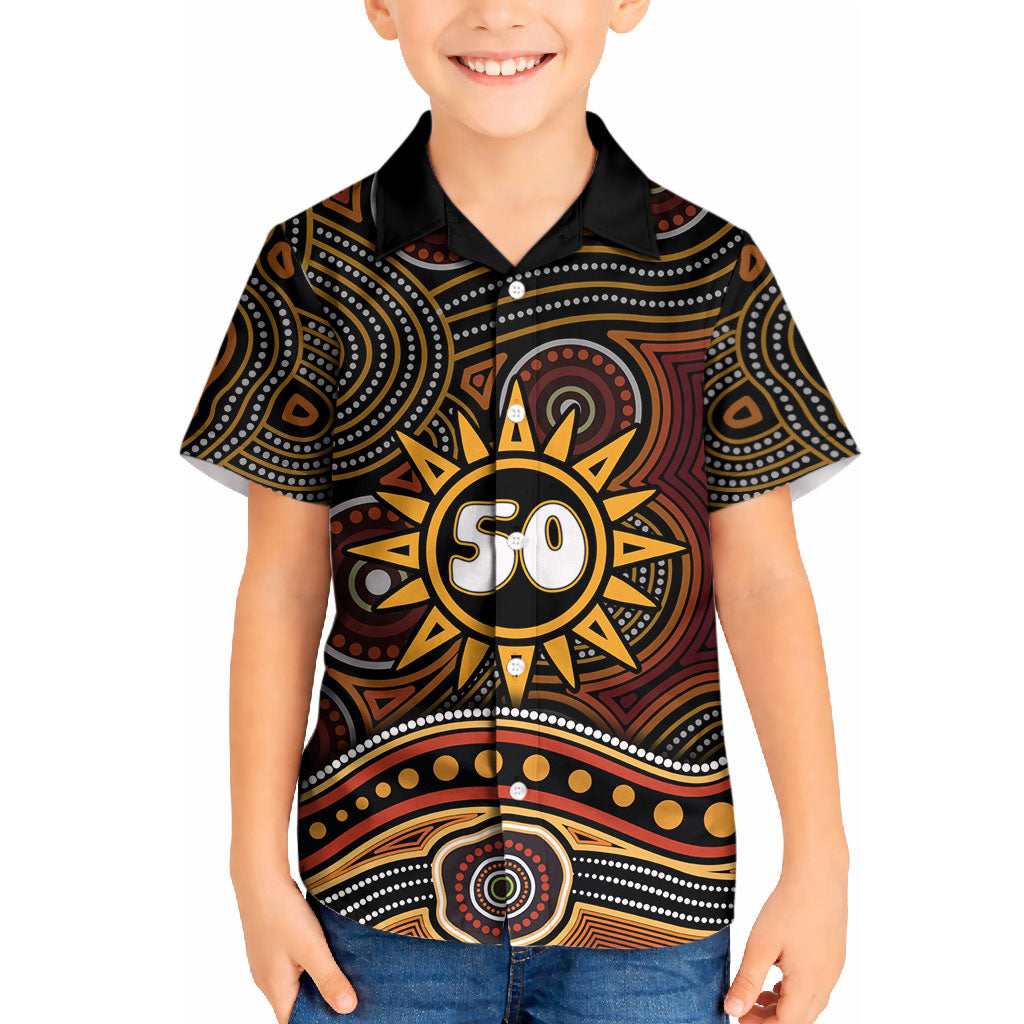 Personalised Aboriginal 50th Birthday Kid Hawaiian Shirt Indigenous Dot Painting Native Australian Celebration