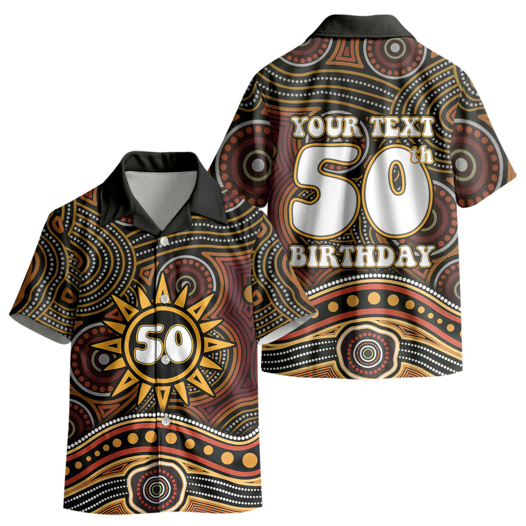 Personalised Aboriginal 50th Birthday Kid Hawaiian Shirt Indigenous Dot Painting Native Australian Celebration
