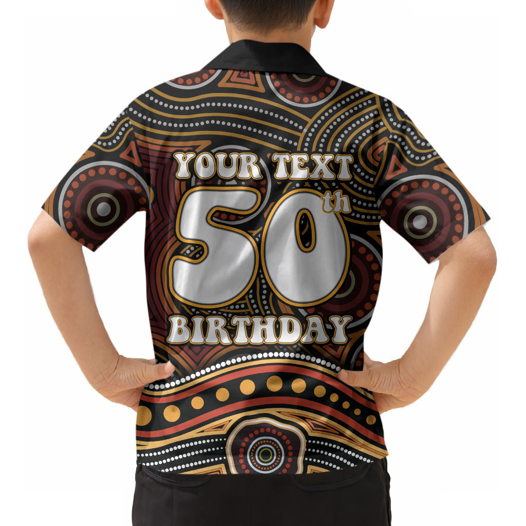 Personalised Aboriginal 50th Birthday Kid Hawaiian Shirt Indigenous Dot Painting Native Australian Celebration