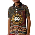 Personalised Aboriginal 50th Birthday Kid Polo Shirt Indigenous Dot Painting Native Australian Celebration