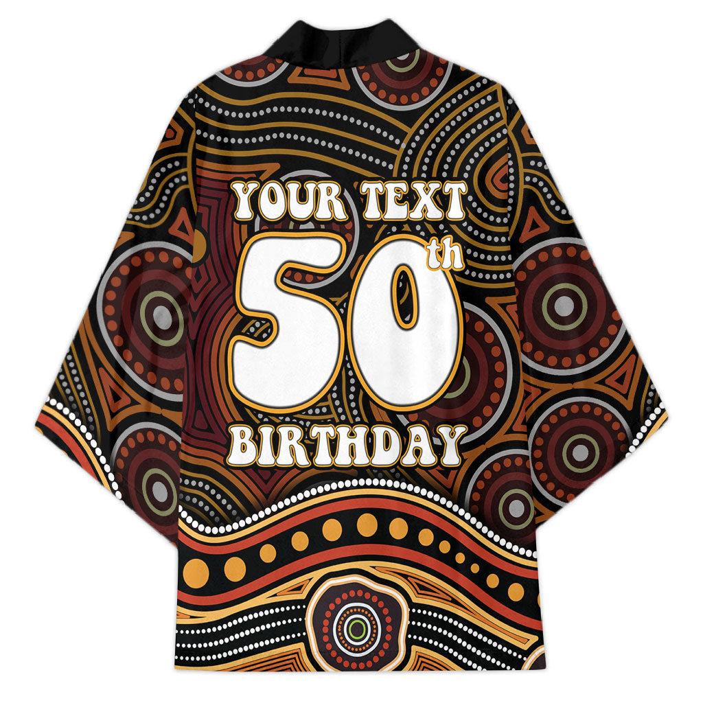 Personalised Aboriginal 50th Birthday Kimono Indigenous Dot Painting Native Australian Celebration