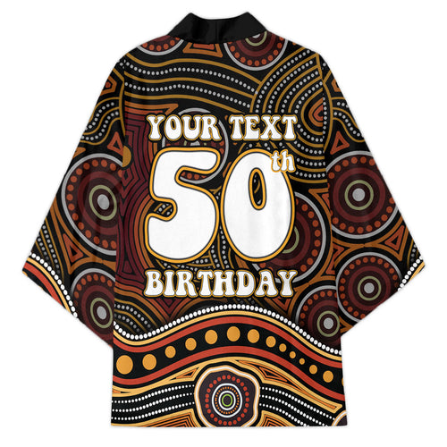 Personalised Aboriginal 50th Birthday Kimono Indigenous Dot Painting Native Australian Celebration
