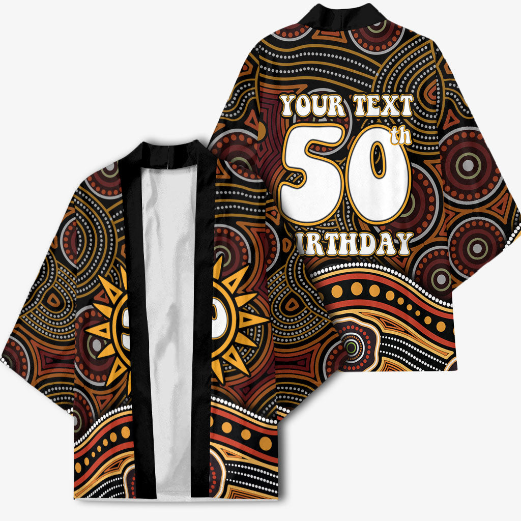 Personalised Aboriginal 50th Birthday Kimono Indigenous Dot Painting Native Australian Celebration