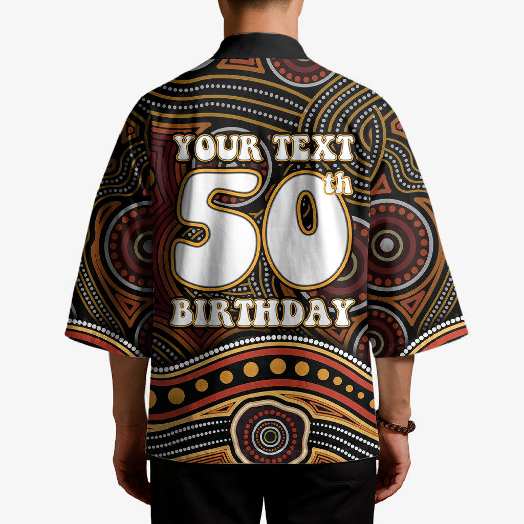 Personalised Aboriginal 50th Birthday Kimono Indigenous Dot Painting Native Australian Celebration