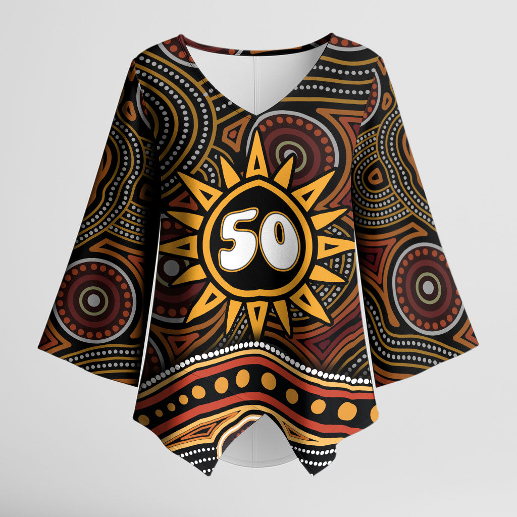 Personalised Aboriginal 50th Birthday Kimono Sleeve Blouse Indigenous Dot Painting Native Australian Celebration