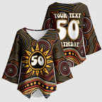 Personalised Aboriginal 50th Birthday Kimono Sleeve Blouse Indigenous Dot Painting Native Australian Celebration