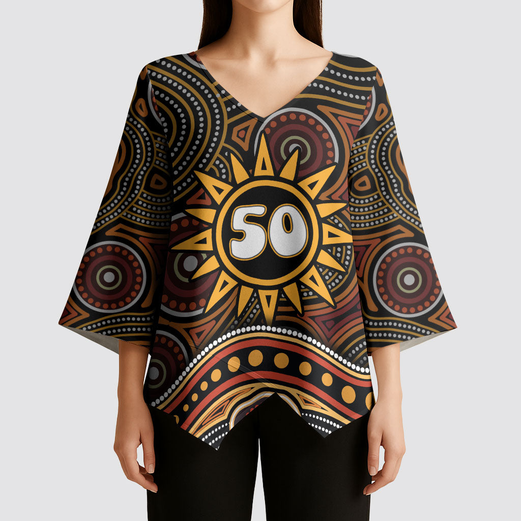 Personalised Aboriginal 50th Birthday Kimono Sleeve Blouse Indigenous Dot Painting Native Australian Celebration